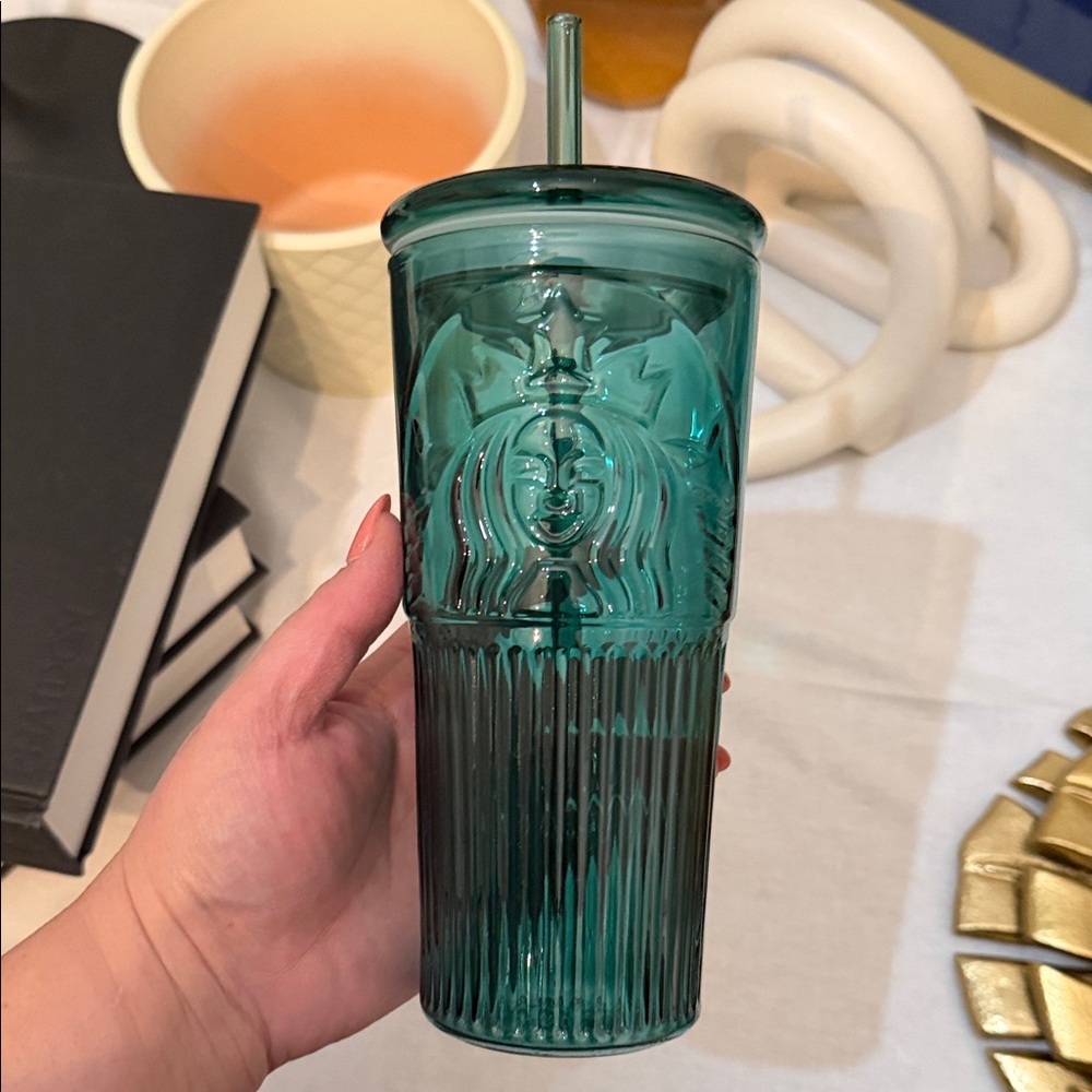Starbucks Emerald Green Tumbler with Straw